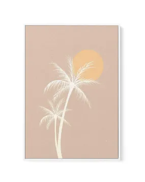 70s Sunset Palm | Framed Canvas Art Print