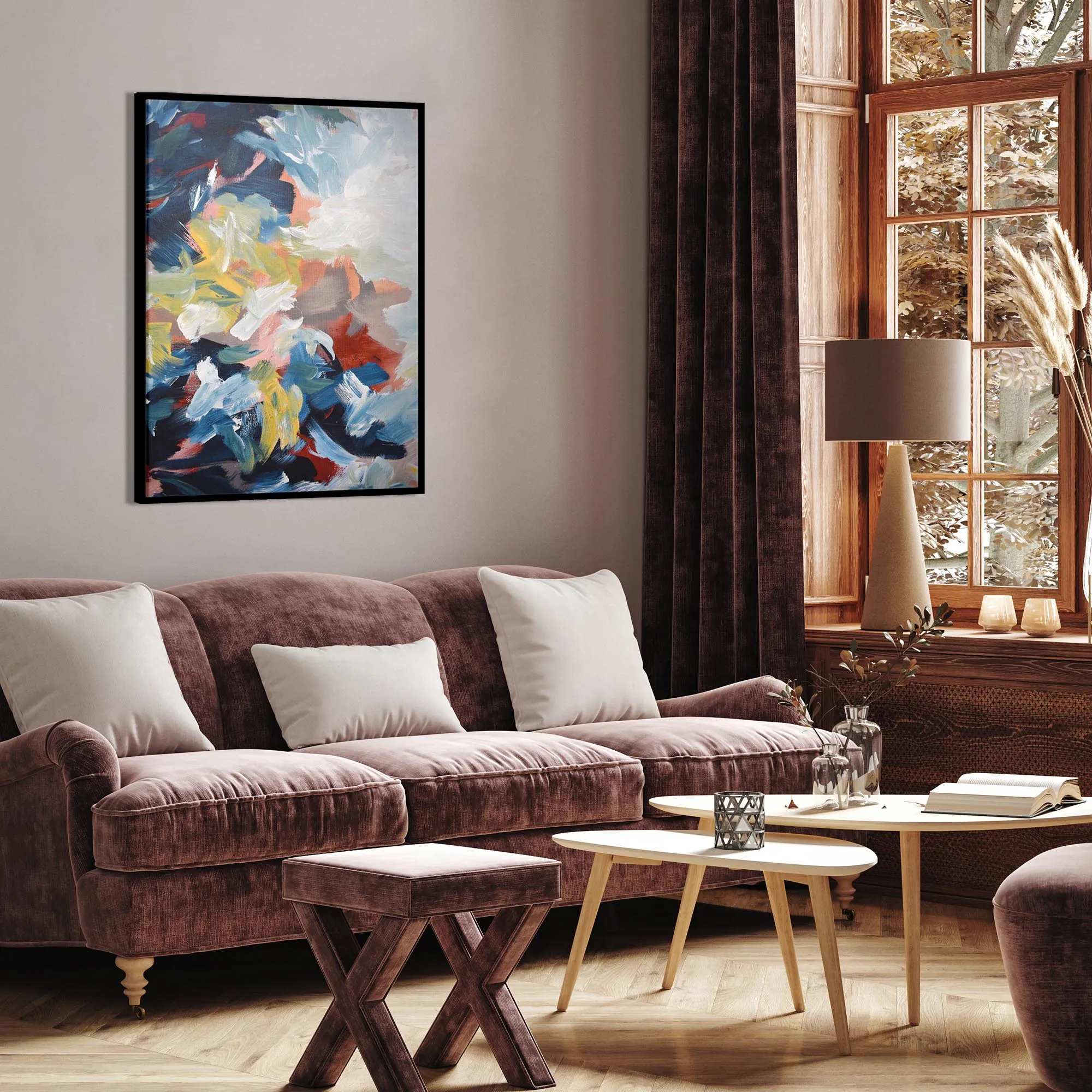 Abstract 450 Framed Canvas