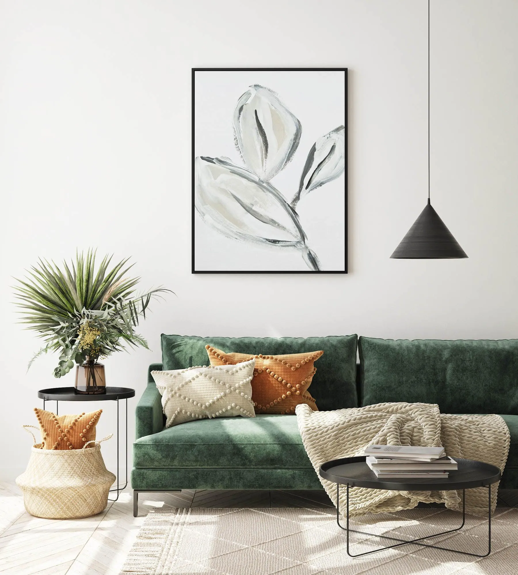 Abstract Leaves | Framed Canvas Art Print