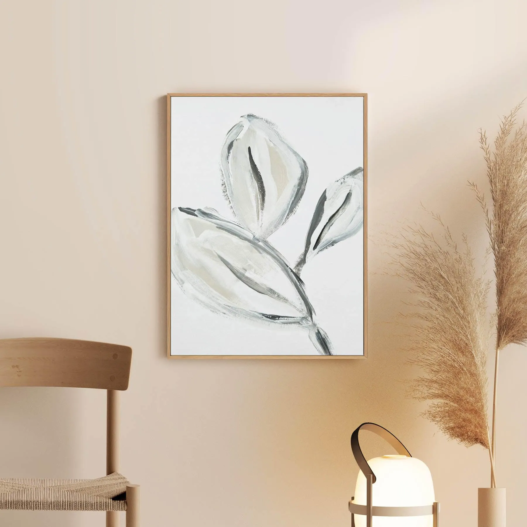 Abstract Leaves | Framed Canvas Art Print