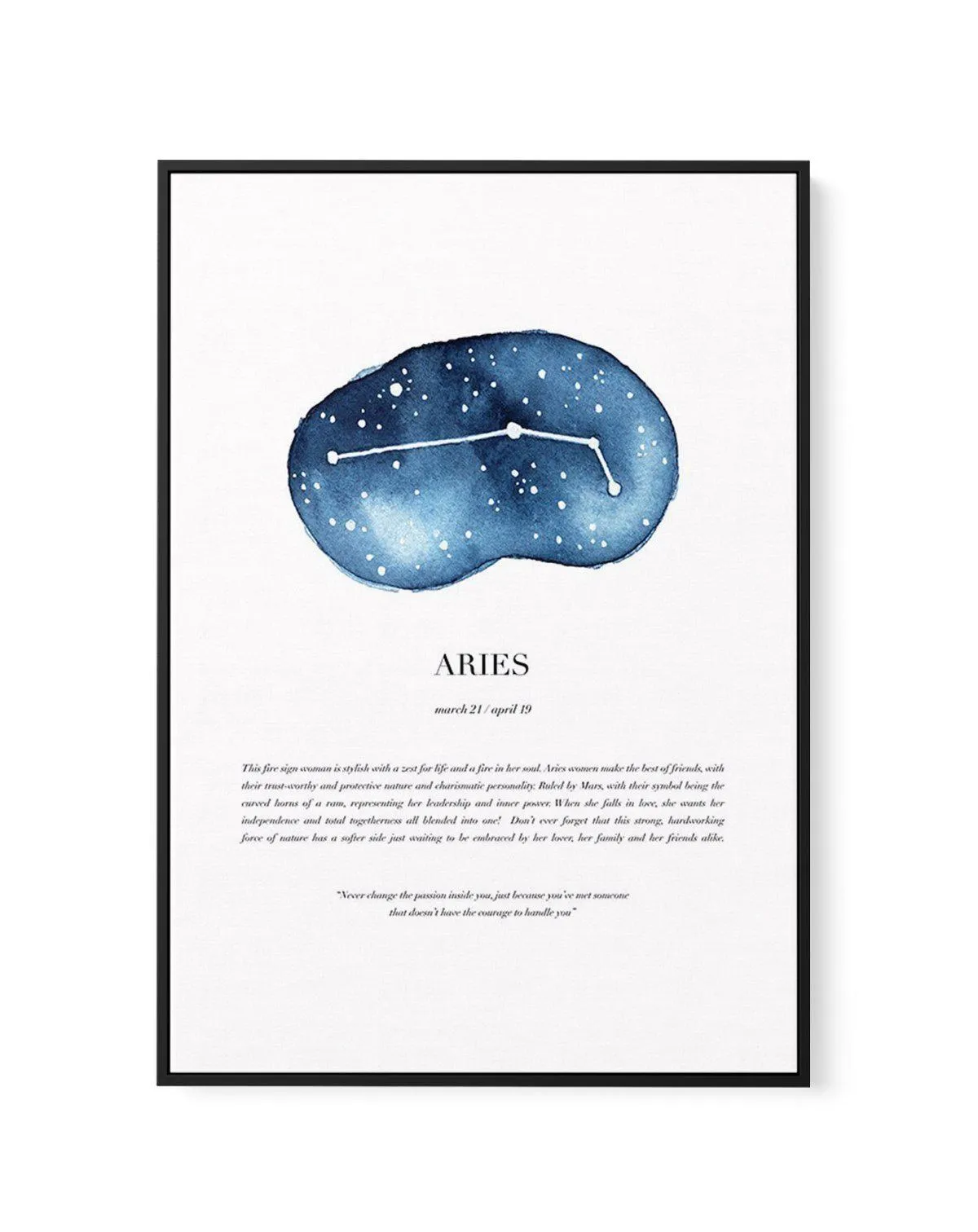 Aries | Watercolour Zodiac | Framed Canvas Art Print