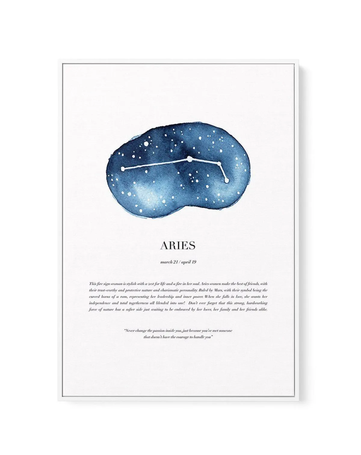 Aries | Watercolour Zodiac | Framed Canvas Art Print