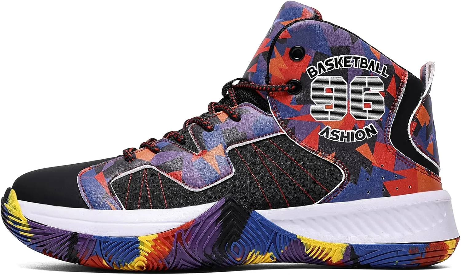 ASHION Mens Basketball Shoes High Top Streetball Lightweight Outdoor Sneakers Cushioning Shoes for Sport Athletic Fitness