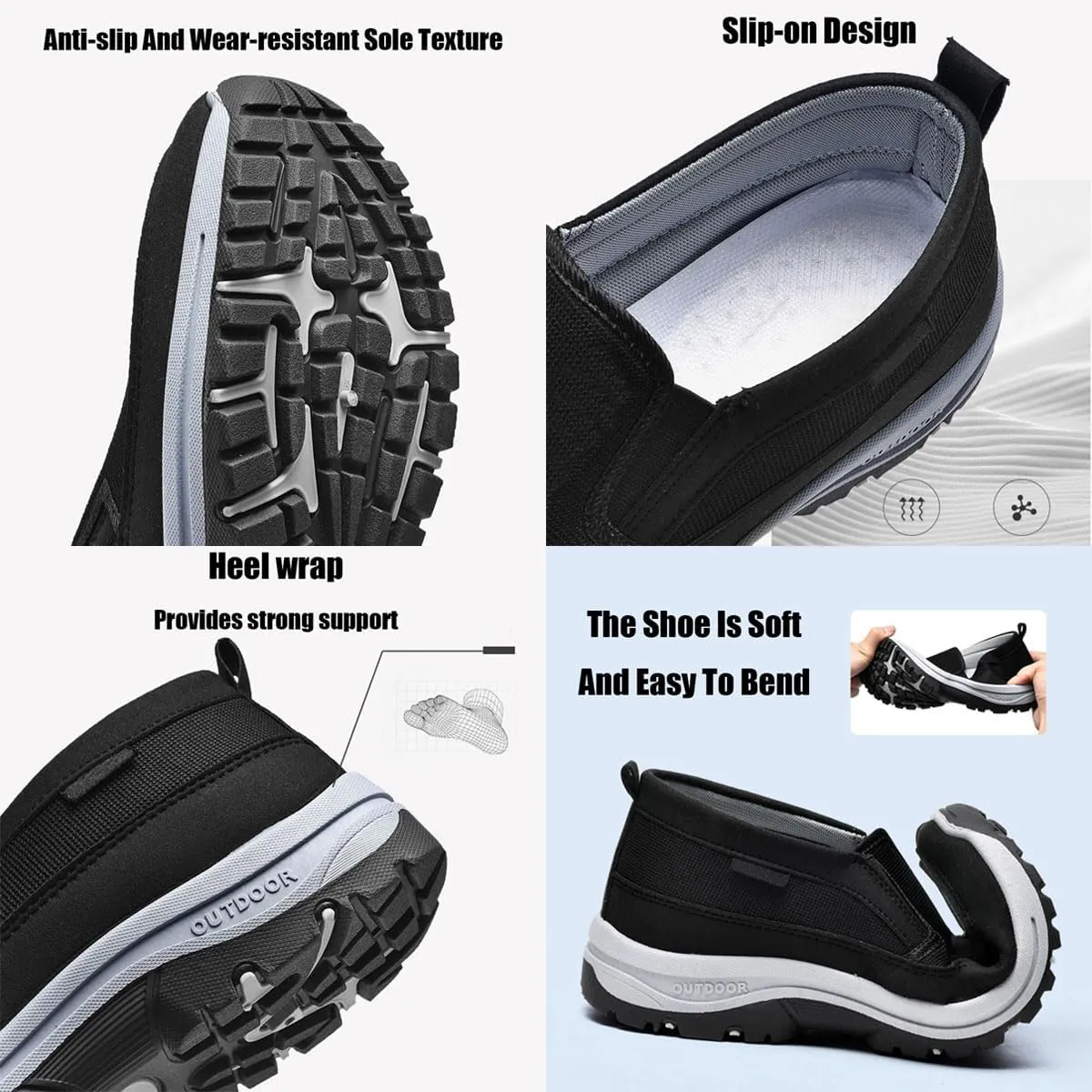 Auguscare Shoes Men, Men's Arch Support Slip-On Canvas Loafers, Casual Non Slip Orthopedic Walking Sneakers