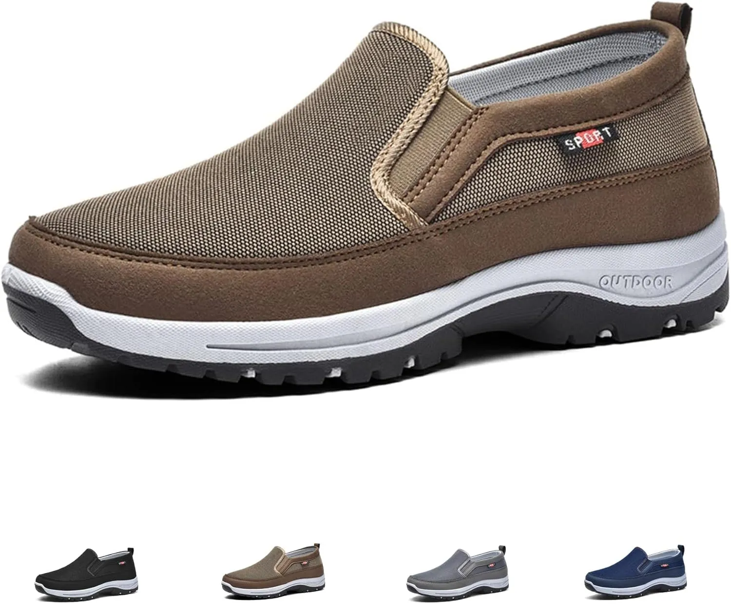 Auguscare Shoes Men, Men's Arch Support Slip-On Canvas Loafers, Casual Non Slip Orthopedic Walking Sneakers