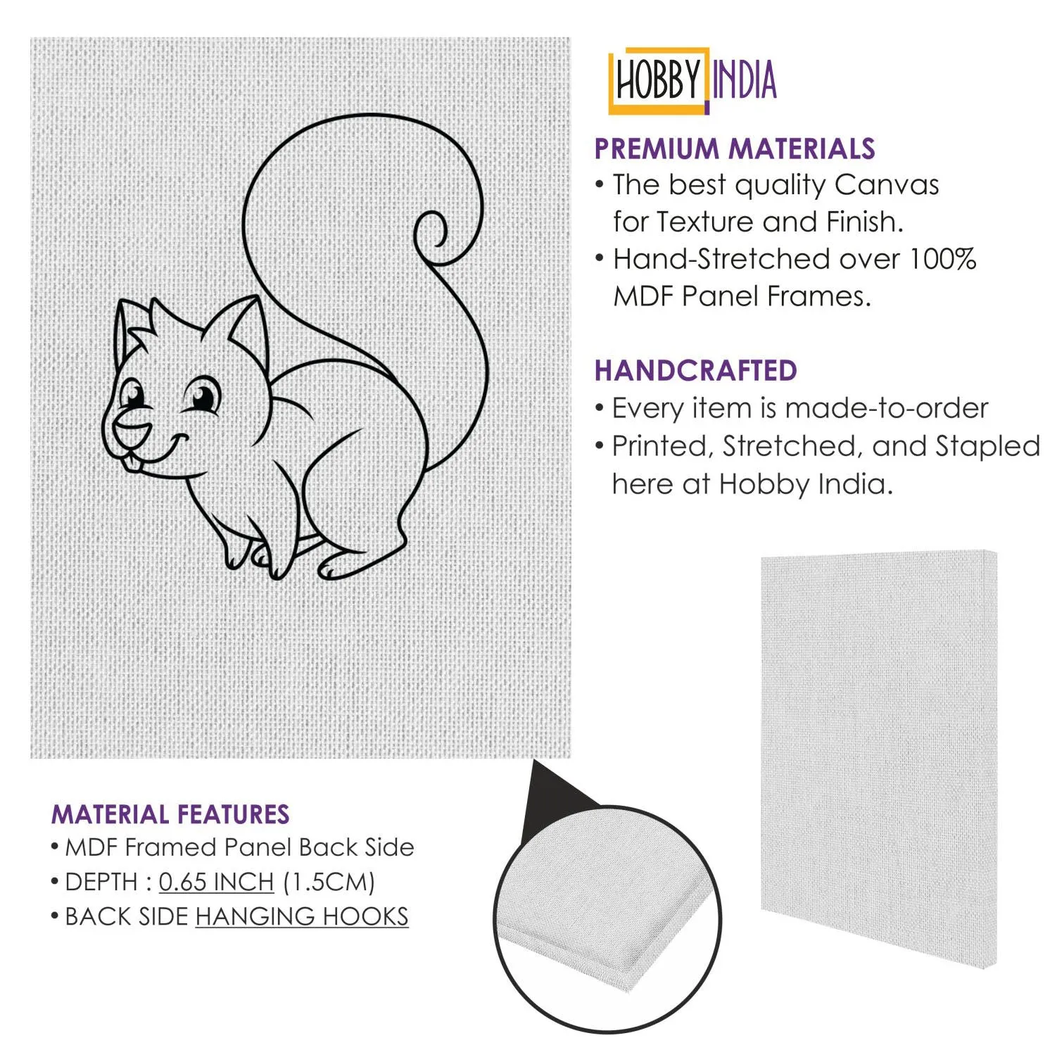 Baby Squirrel DIY Canvas Base for Painting