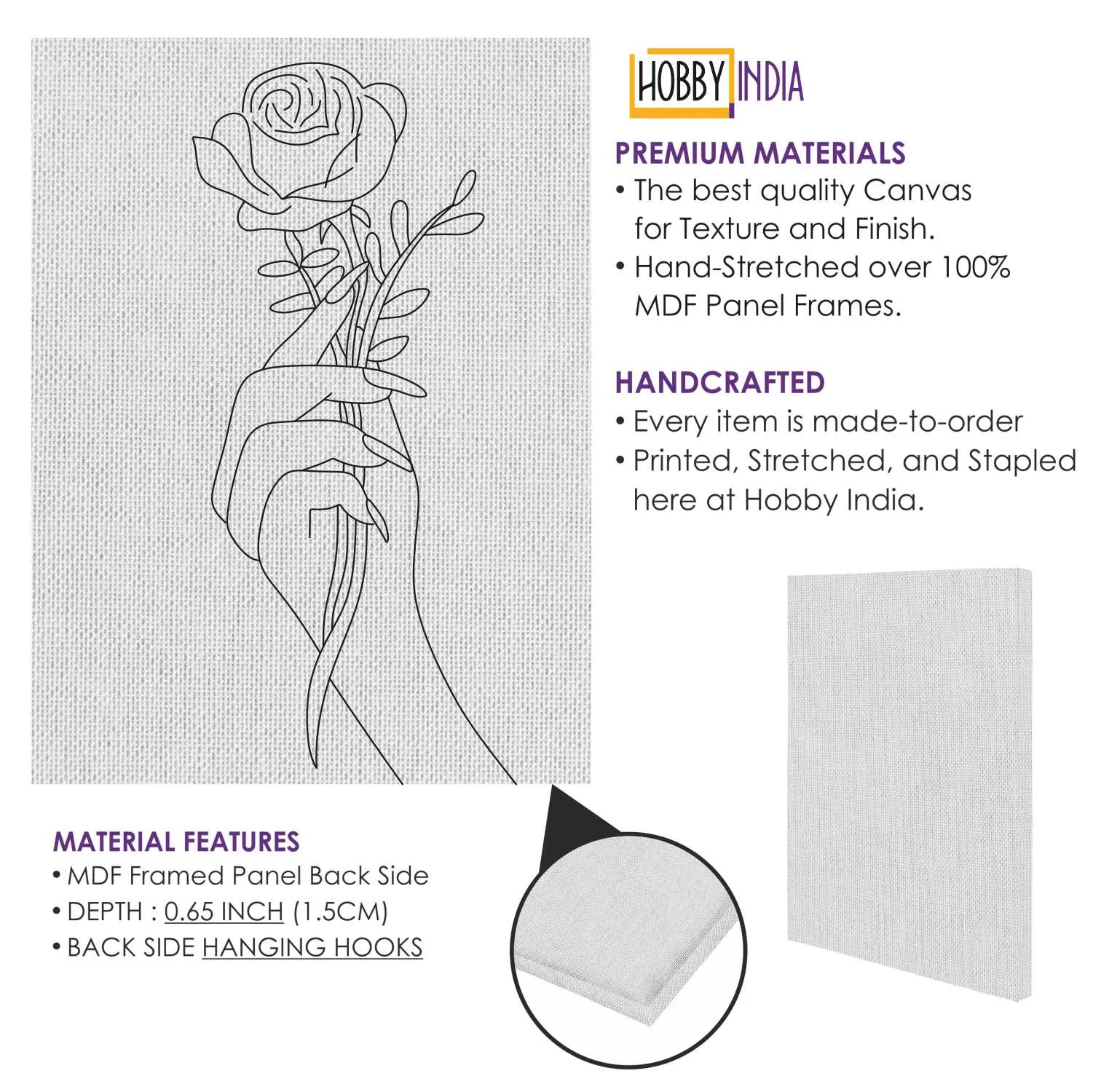 Beautiful Rose Boho Art DIY Canvas Base for Painting