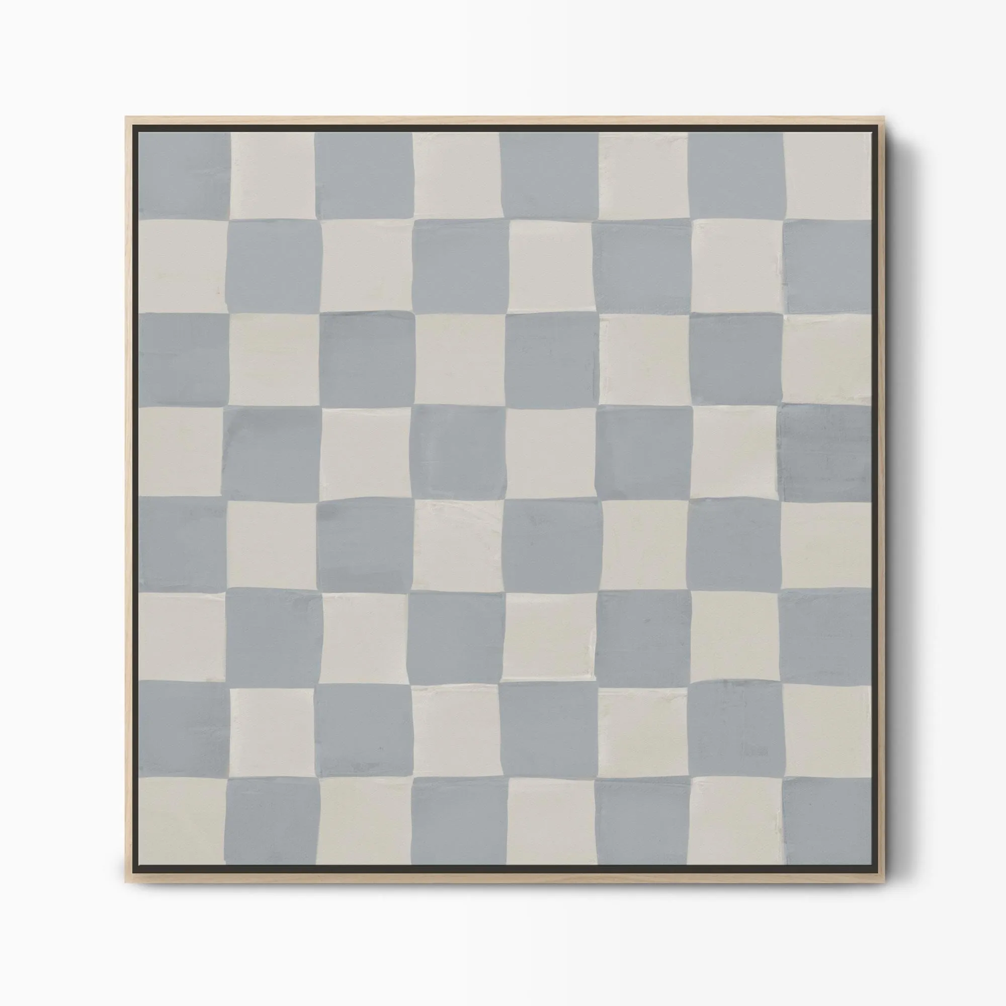 Blue Checkerboard Framed Canvas Art