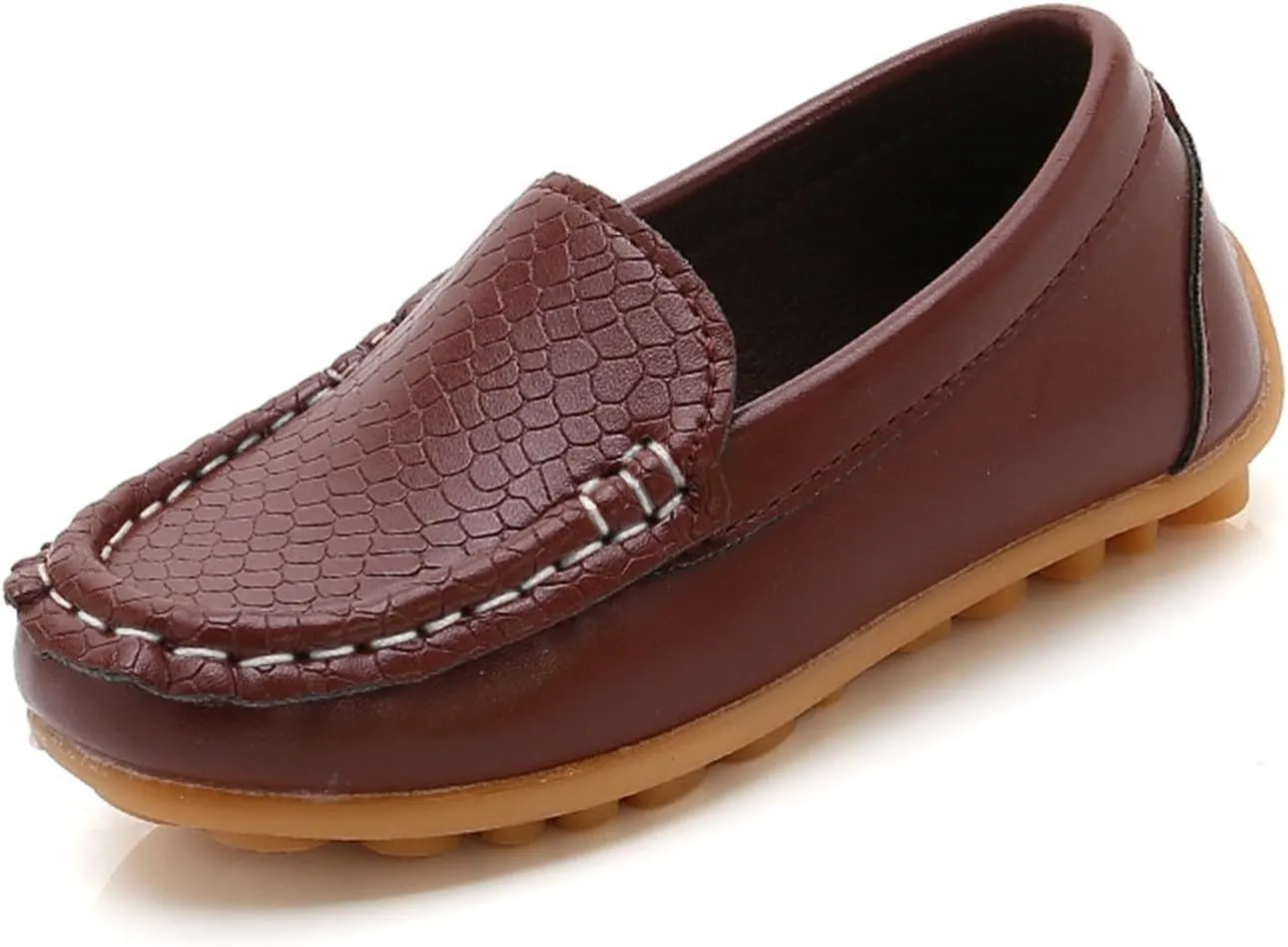 Boys Girls Leather Loafers Slip-On Texture Flat𝘀 Boat Dress Soft Sole 𝗠occasins School Toddler Girls Shoes Size 9
