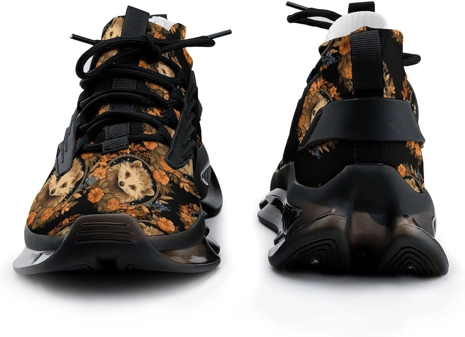 Cute Hedgehog Flower Mens Sneakers Running Shoes Lightweight Athletic Shoes for Jogging Walking Gym