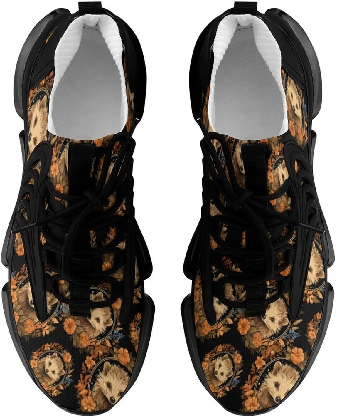 Cute Hedgehog Flower Mens Sneakers Running Shoes Lightweight Athletic Shoes for Jogging Walking Gym