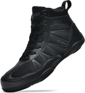 DimaiGlobal Men's Wrestling Shoe Boxing Shoes Zero Drop Sole High Top Fighting Shoes Fitness Sneaker Taekwondo Karate Martial Arts Weightlifting Training Shoes