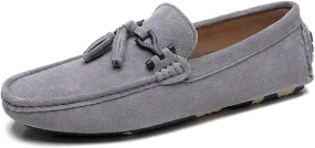Easy to Put and Remove. Driving Moccasins for Men Tassel Suede Vamp Genuine Leather Stitching Details Round Toe Soft Comfortable Resistant Walking Slip On for All Occasions