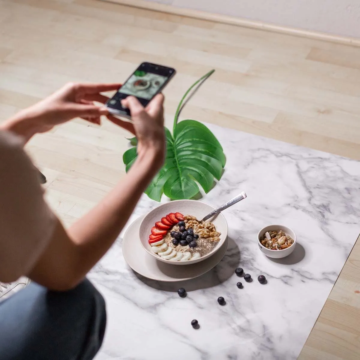 Flat Lay Instagram Backdrop - 'Balmain' White Marble (56cm x 87cm)