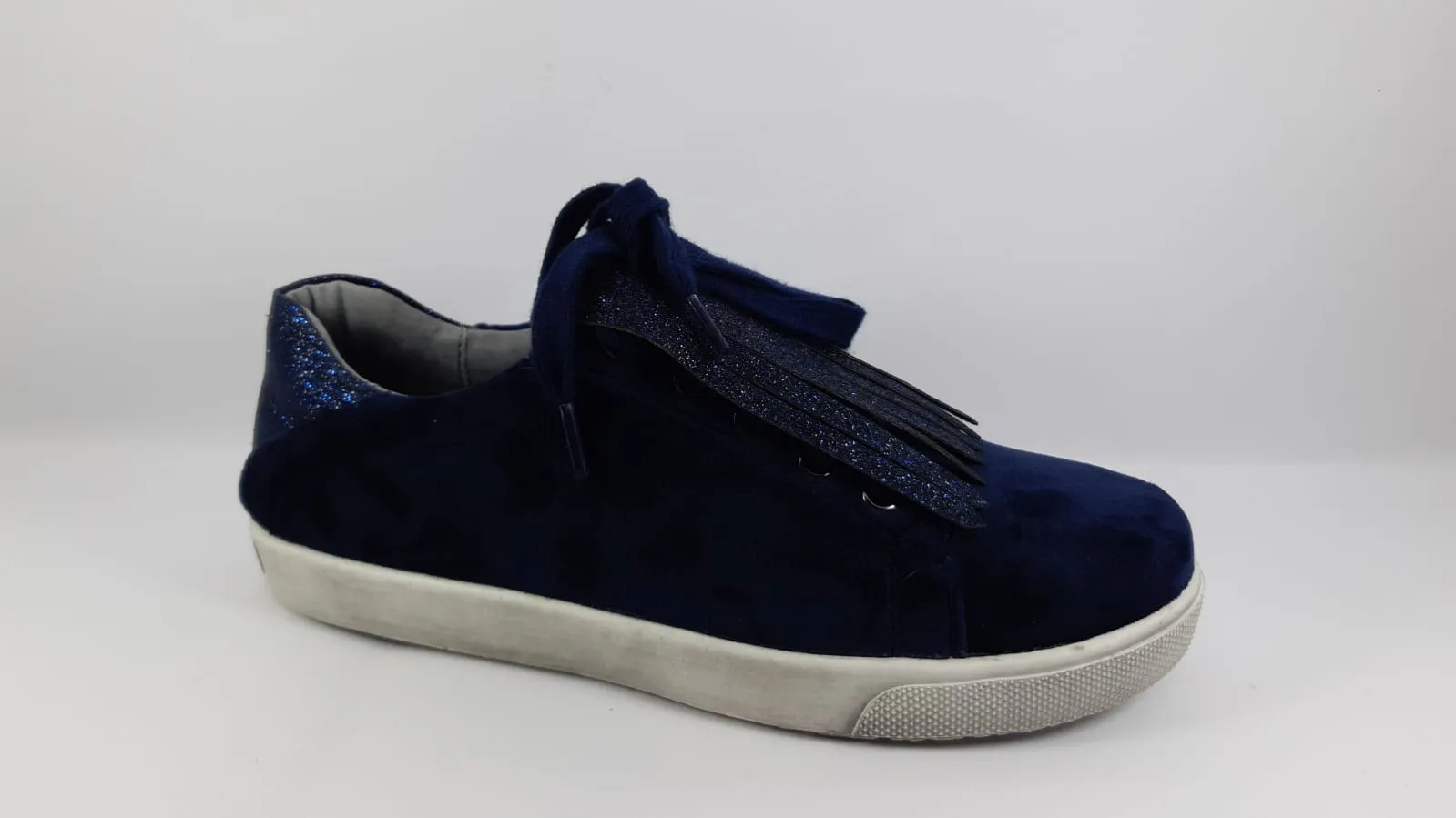 Girls Oca Loca Navy Suede Glitter Tassles Sneakers