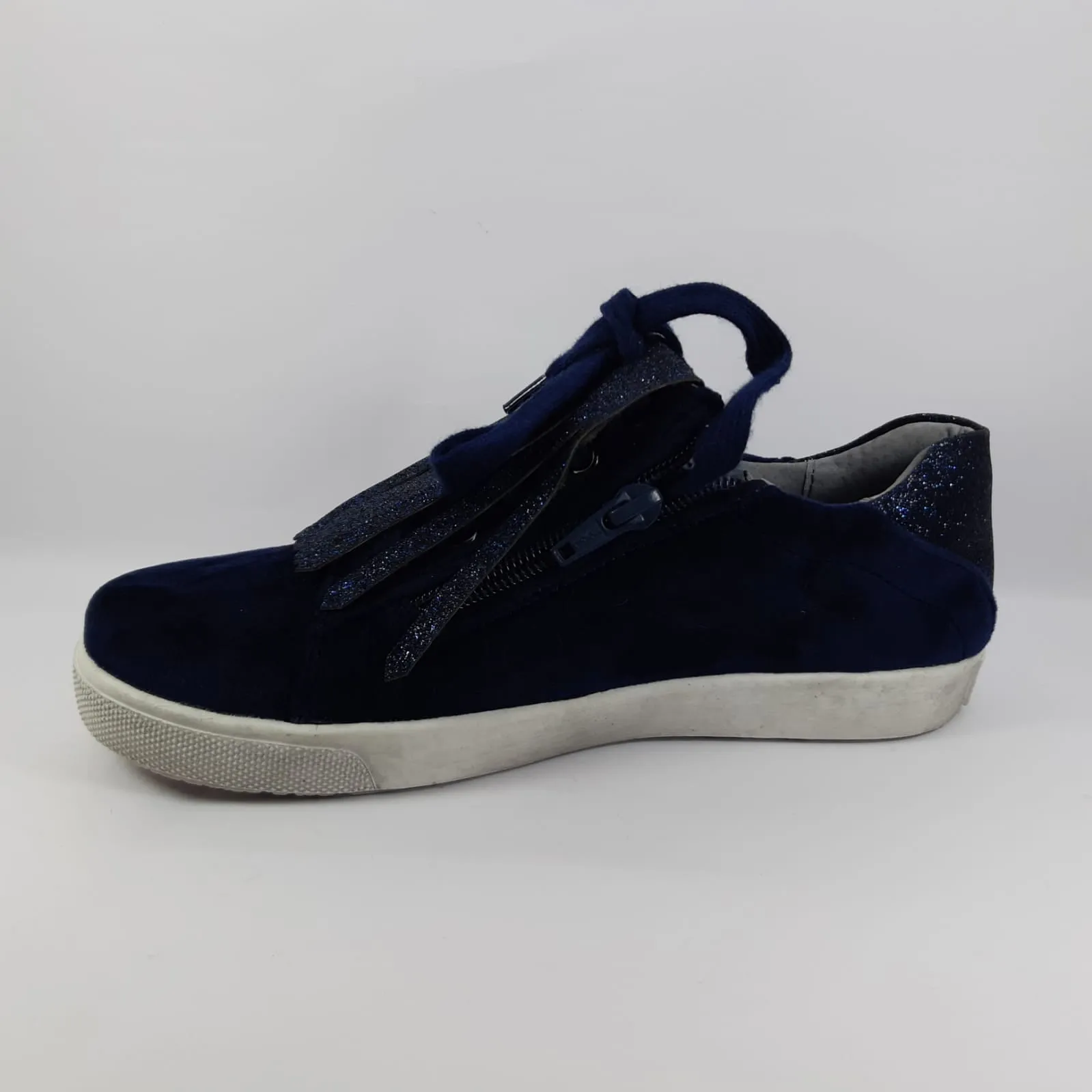 Girls Oca Loca Navy Suede Glitter Tassles Sneakers