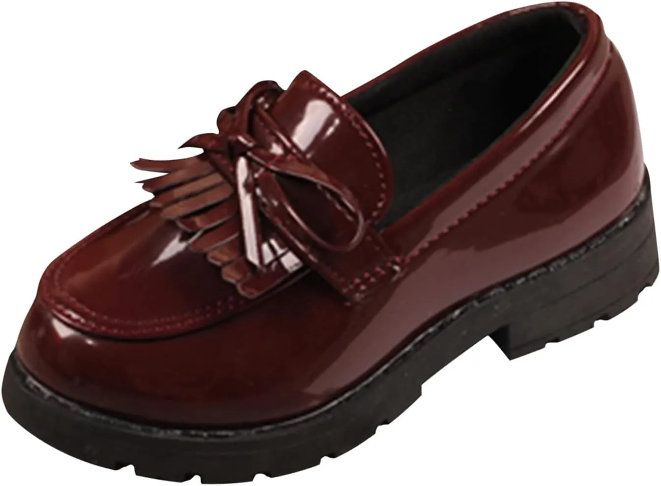 Girls Slip On Leather Loafer Tassel Bow School Dress Shoes For Girls Girls Dress up