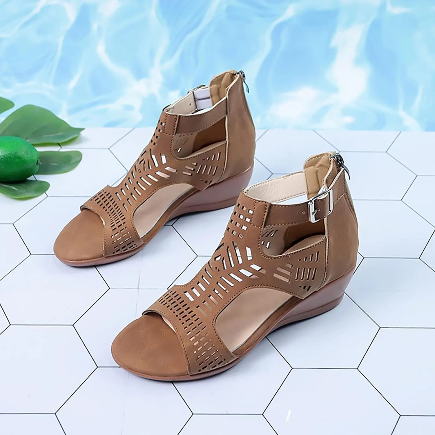 Gladiator Sandals for Women 2024 Bohemia Summer Sandals Open Toe Bohemian Sandals Beach Vacation Shoes Zipper Sandal
