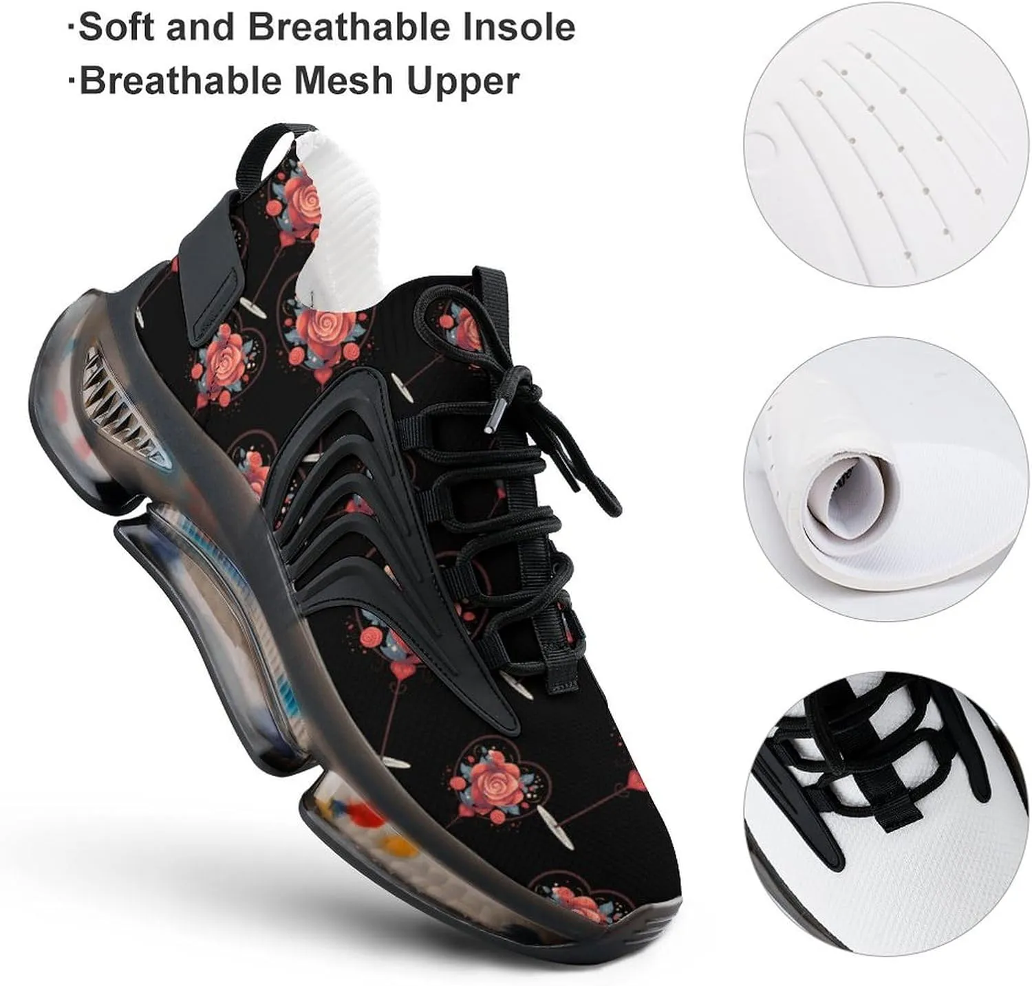 Love Heart Shaped Lollipop Mens Sneakers Running Shoes Lightweight Athletic Shoes for Jogging Walking Gym