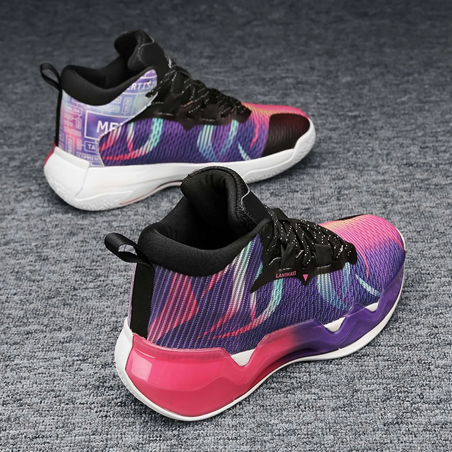 Mens and Womens Comfortable and Non Slip Basketball Sneakers Mid Top Lace Up Casual Walking Shoes Team Training Shoes Lightweight Carrying Flat Dhoes Comfortable and Breathable Running Shoes