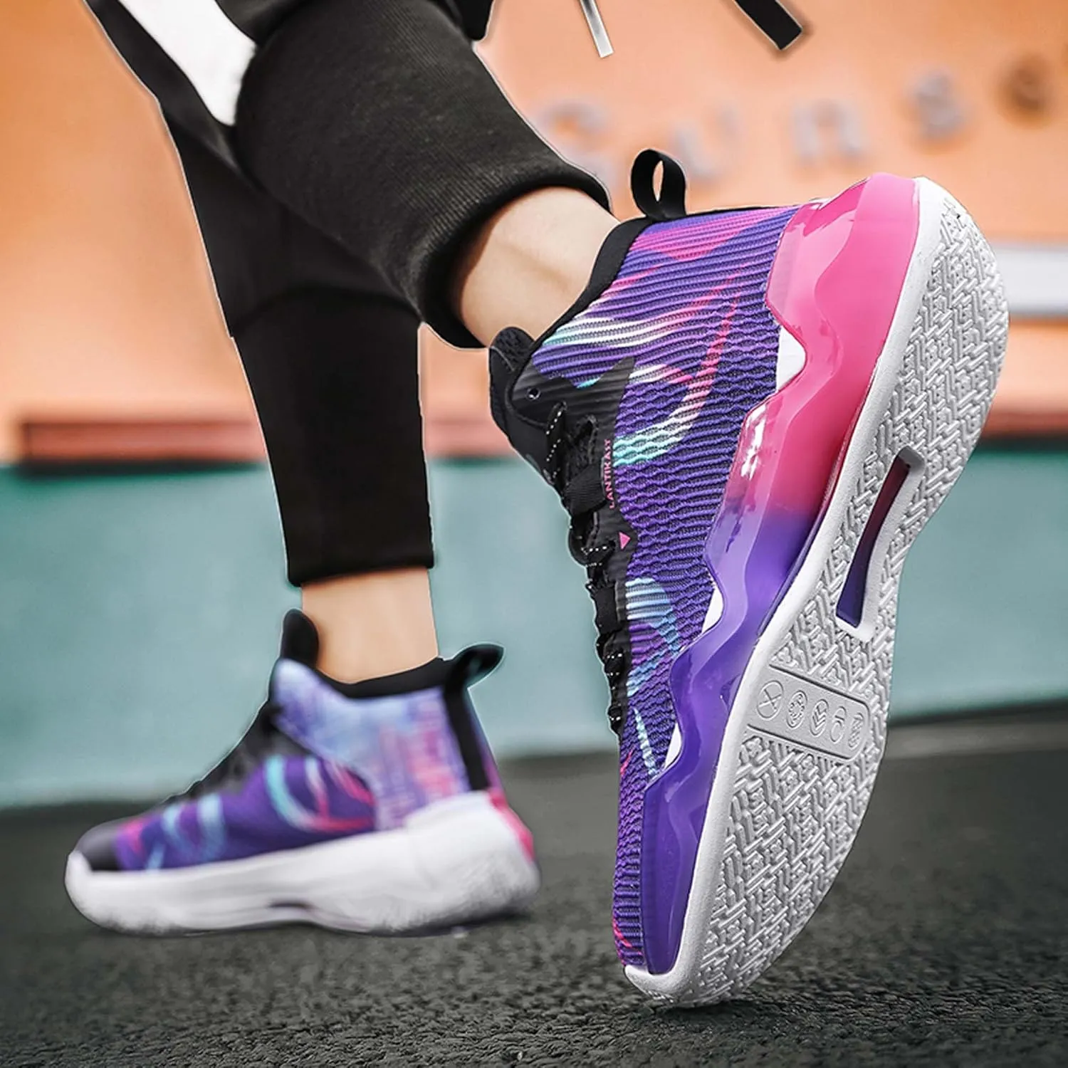 Mens and Womens Comfortable and Non Slip Basketball Sneakers Mid Top Lace Up Casual Walking Shoes Team Training Shoes Lightweight Carrying Flat Dhoes Comfortable and Breathable Running Shoes