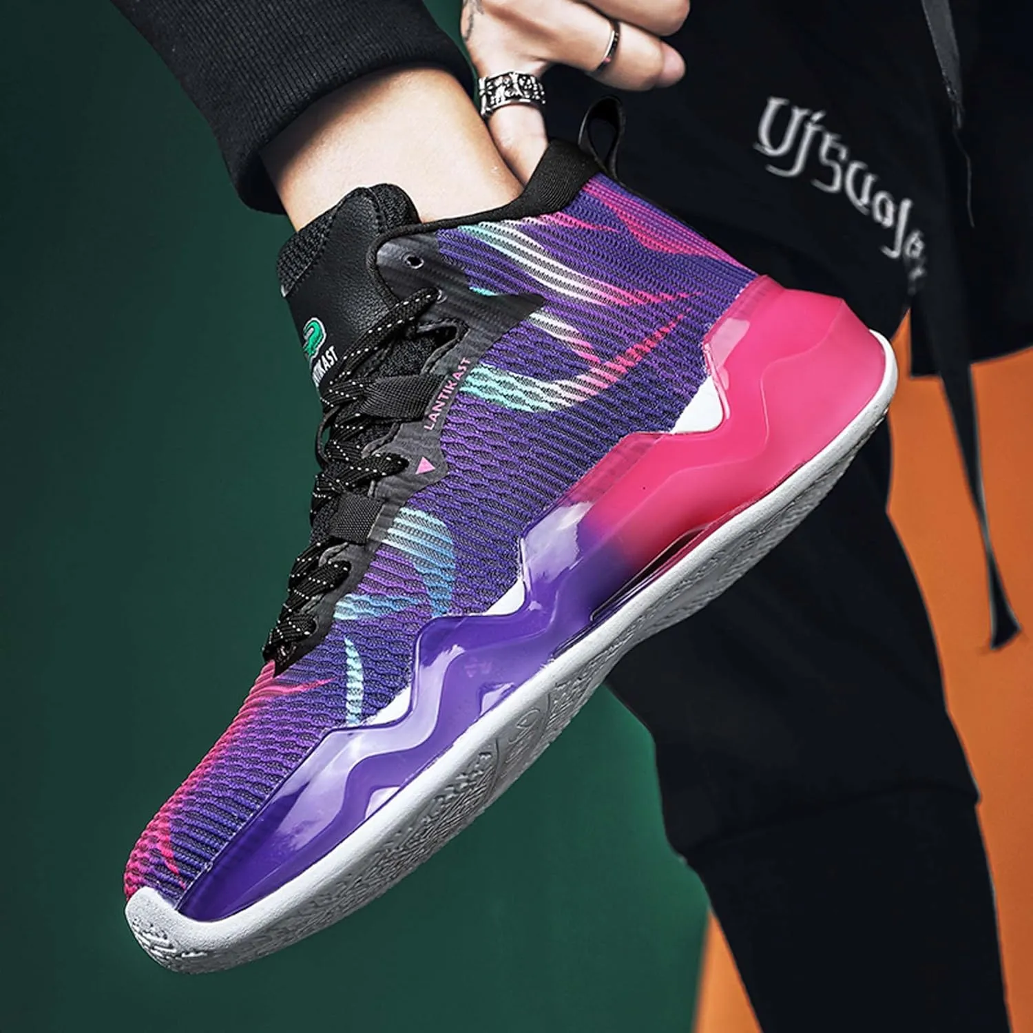 Mens and Womens Comfortable and Non Slip Basketball Sneakers Mid Top Lace Up Casual Walking Shoes Team Training Shoes Lightweight Carrying Flat Dhoes Comfortable and Breathable Running Shoes