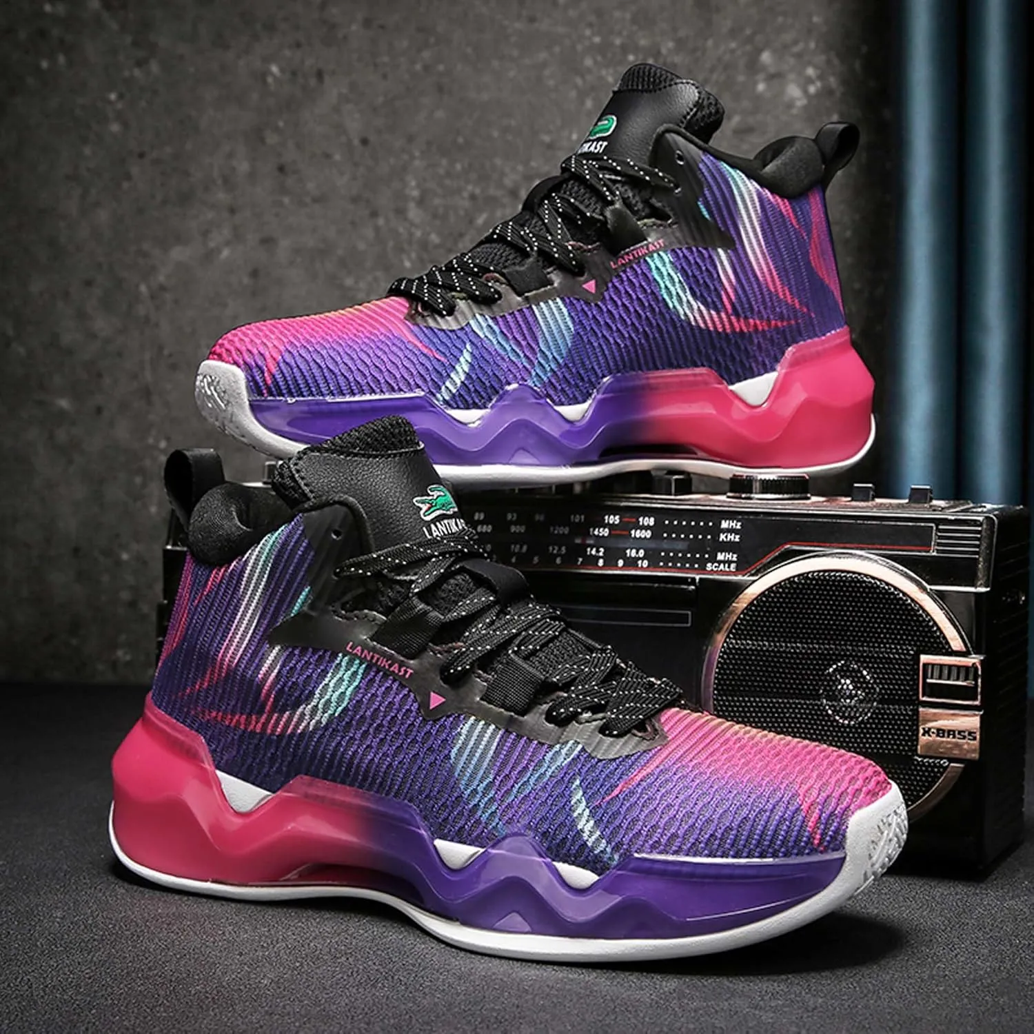 Mens and Womens Comfortable and Non Slip Basketball Sneakers Mid Top Lace Up Casual Walking Shoes Team Training Shoes Lightweight Carrying Flat Dhoes Comfortable and Breathable Running Shoes