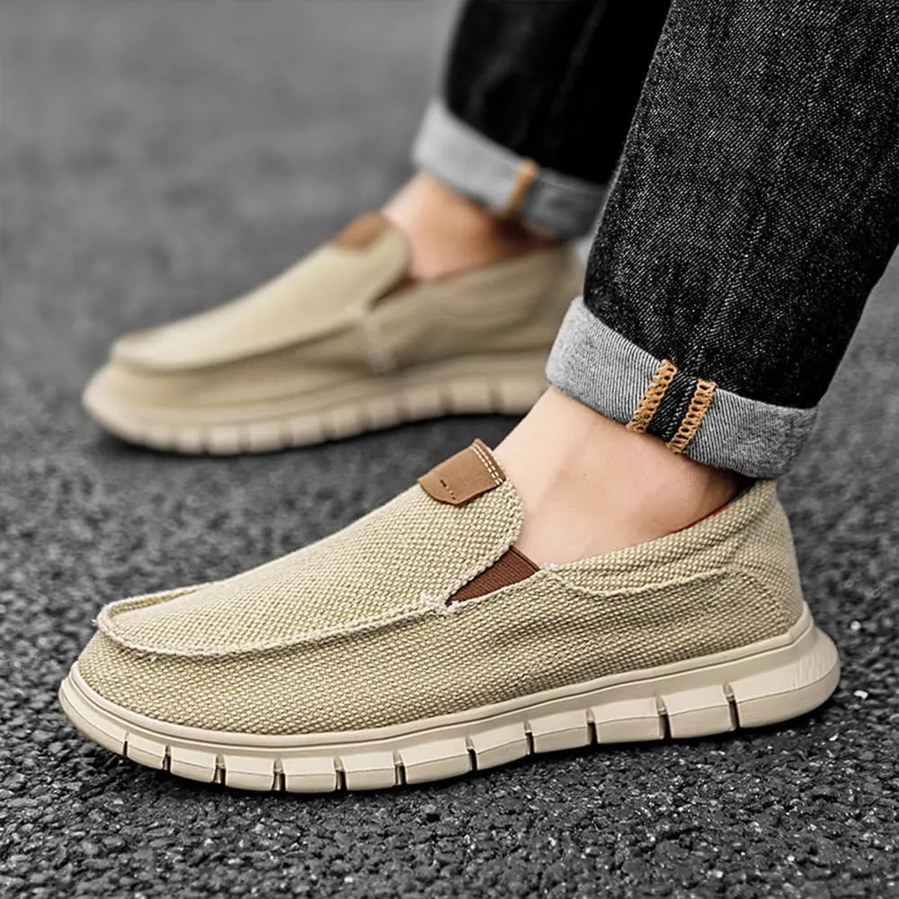 Mens Canvas Loafers Fashion Casual Breathable Lightweight Slip on Shoes Comfortable Walking Outdoor Driving Shoes