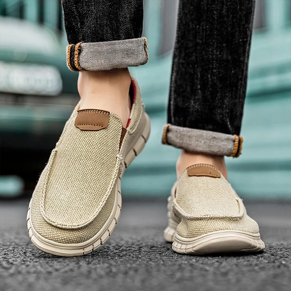 Mens Canvas Loafers Fashion Casual Breathable Lightweight Slip on Shoes Comfortable Walking Outdoor Driving Shoes