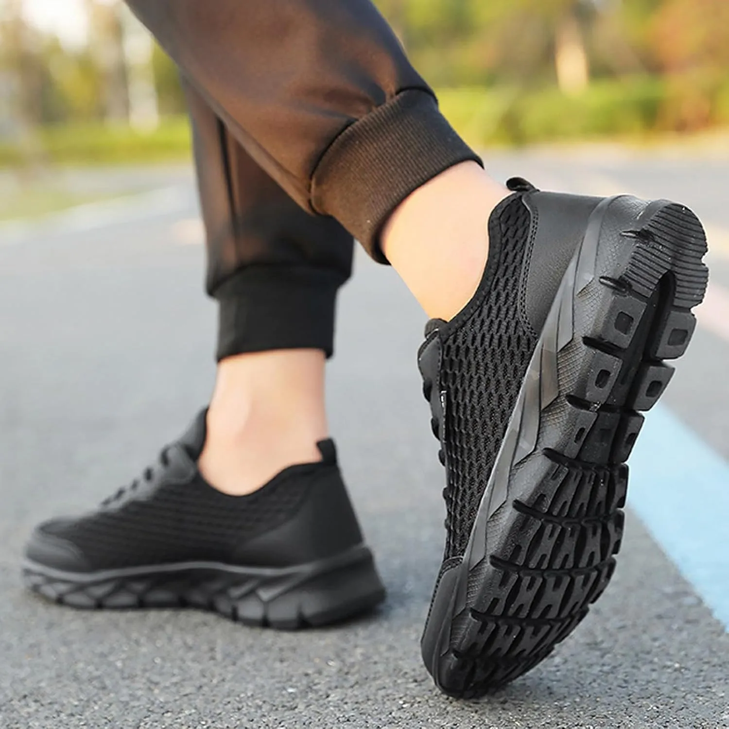 Mens Loafers & Slip-Ons Men Lightweight Breathable Mesh Shoes Running Shoes Mesh Shoes Lace Up Large Size Casual