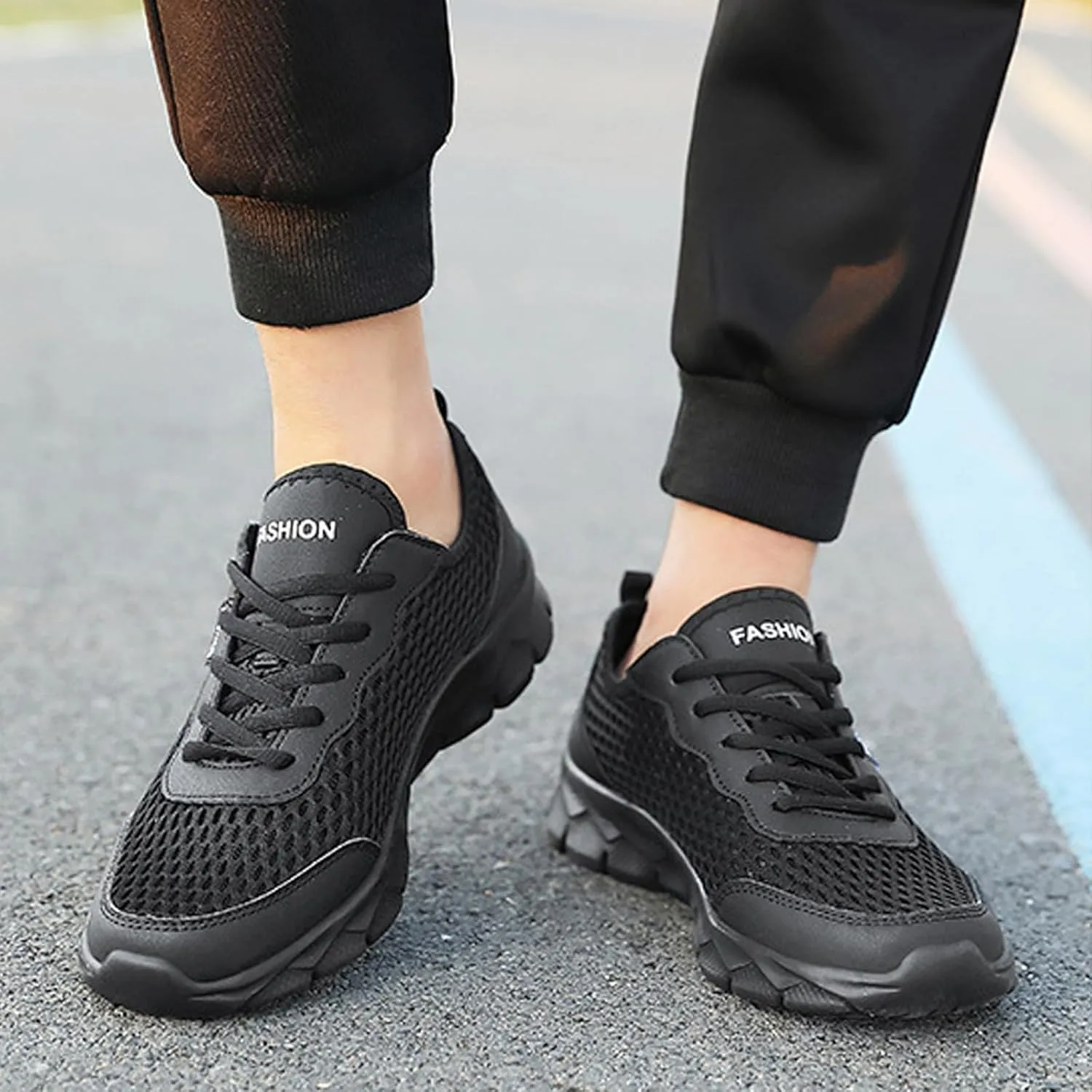 Mens Loafers & Slip-Ons Men Lightweight Breathable Mesh Shoes Running Shoes Mesh Shoes Lace Up Large Size Casual