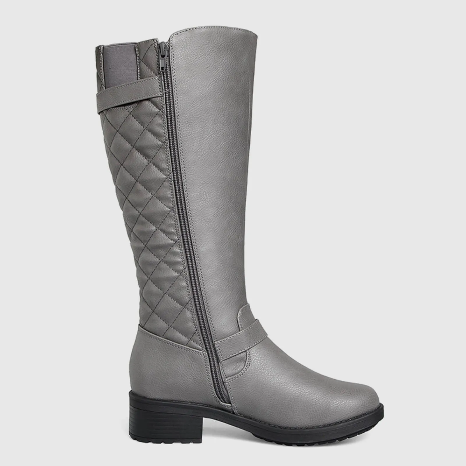 Quilted Knee High Riding Boots With Side Zipper