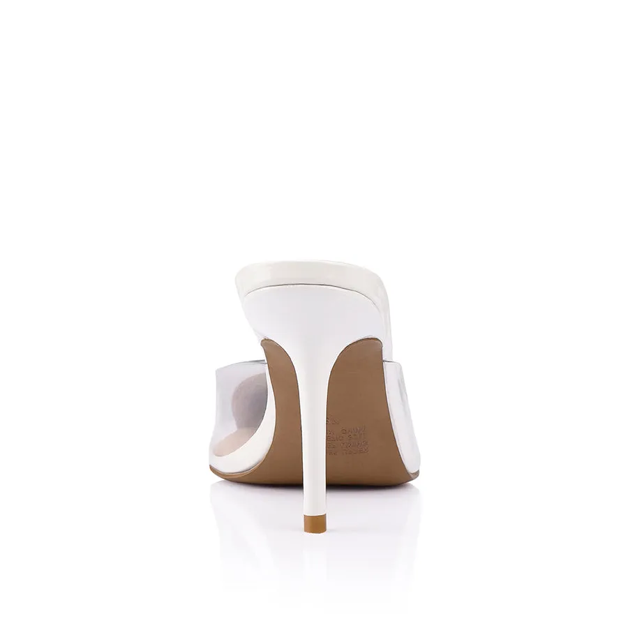 Raquel Mule Vinylite & White Patent