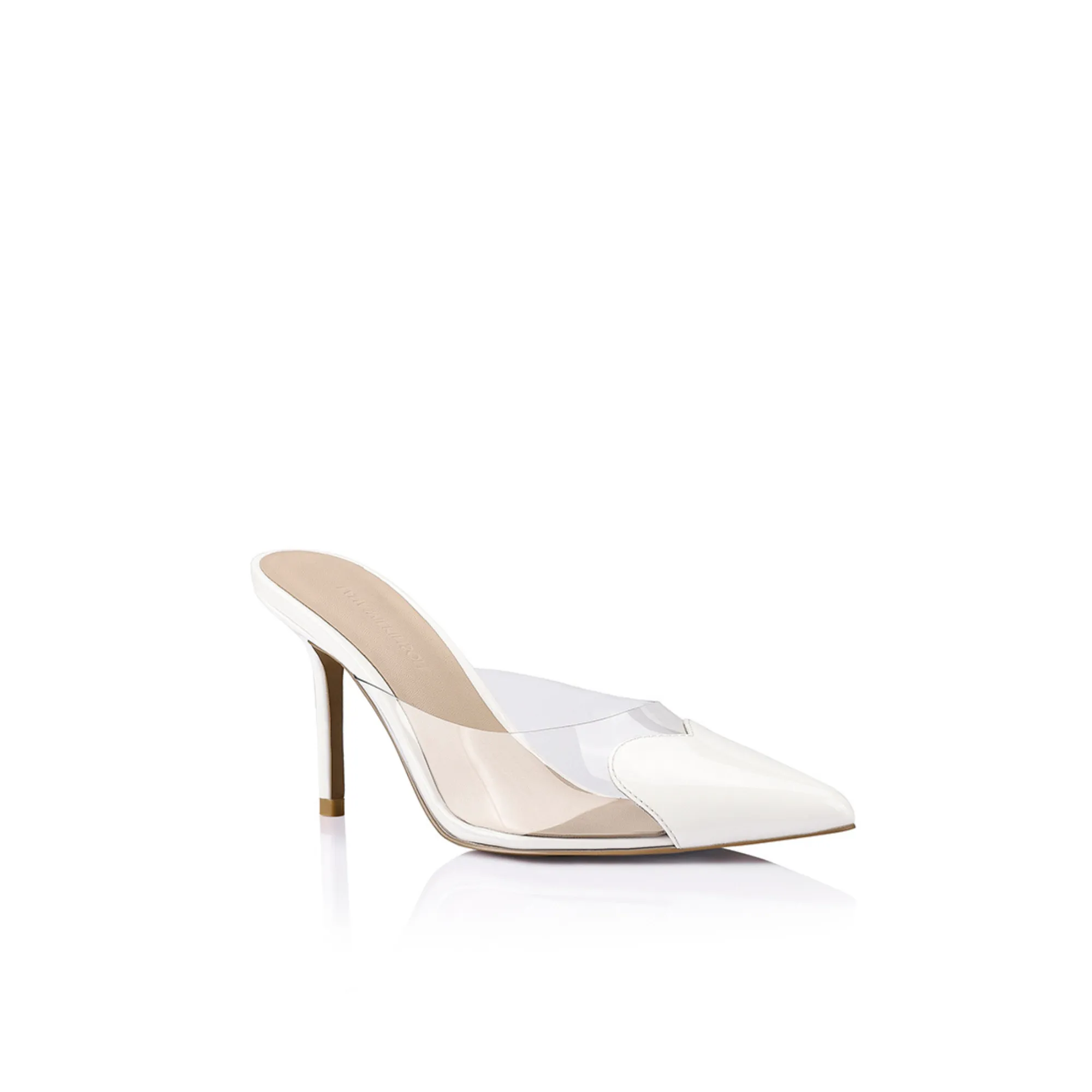 Raquel Mule Vinylite & White Patent
