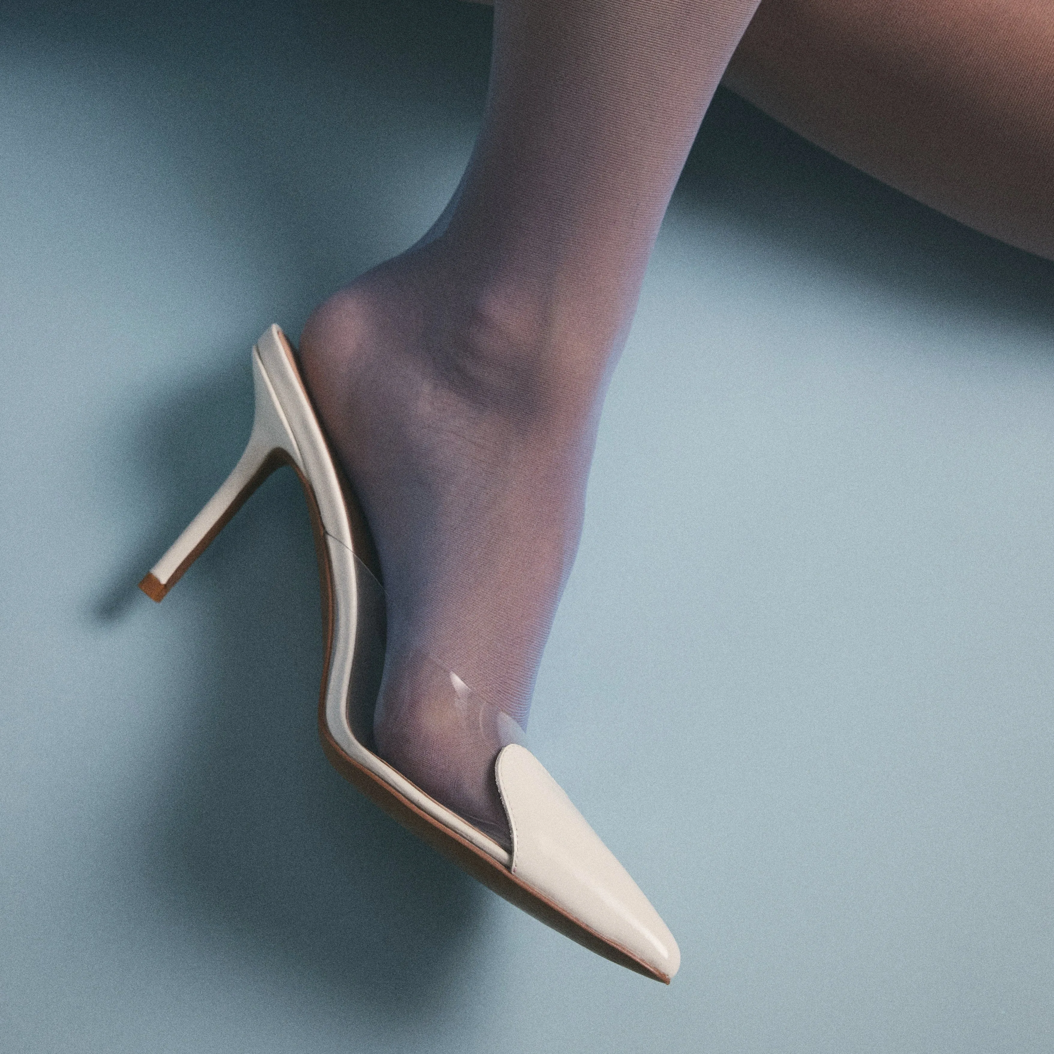 Raquel Mule Vinylite & White Patent