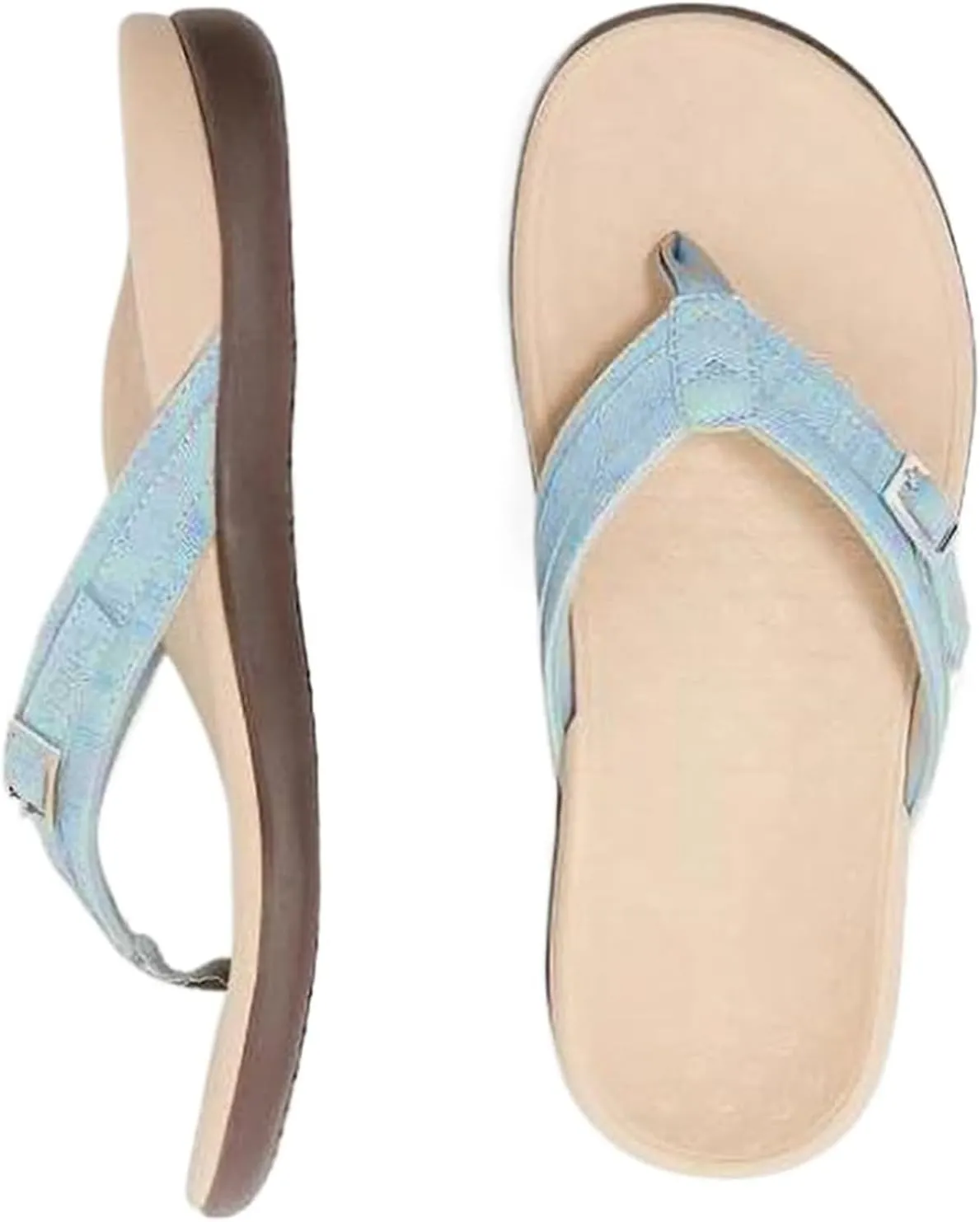 Smoneyful Womens 2025 Casual Summer Sandals Dress Comfortable Open Toe Slip On Flip Flops Arch Support Leather Thong Beach Pool Water Walking Waterproof Rubber Sandals Slippers