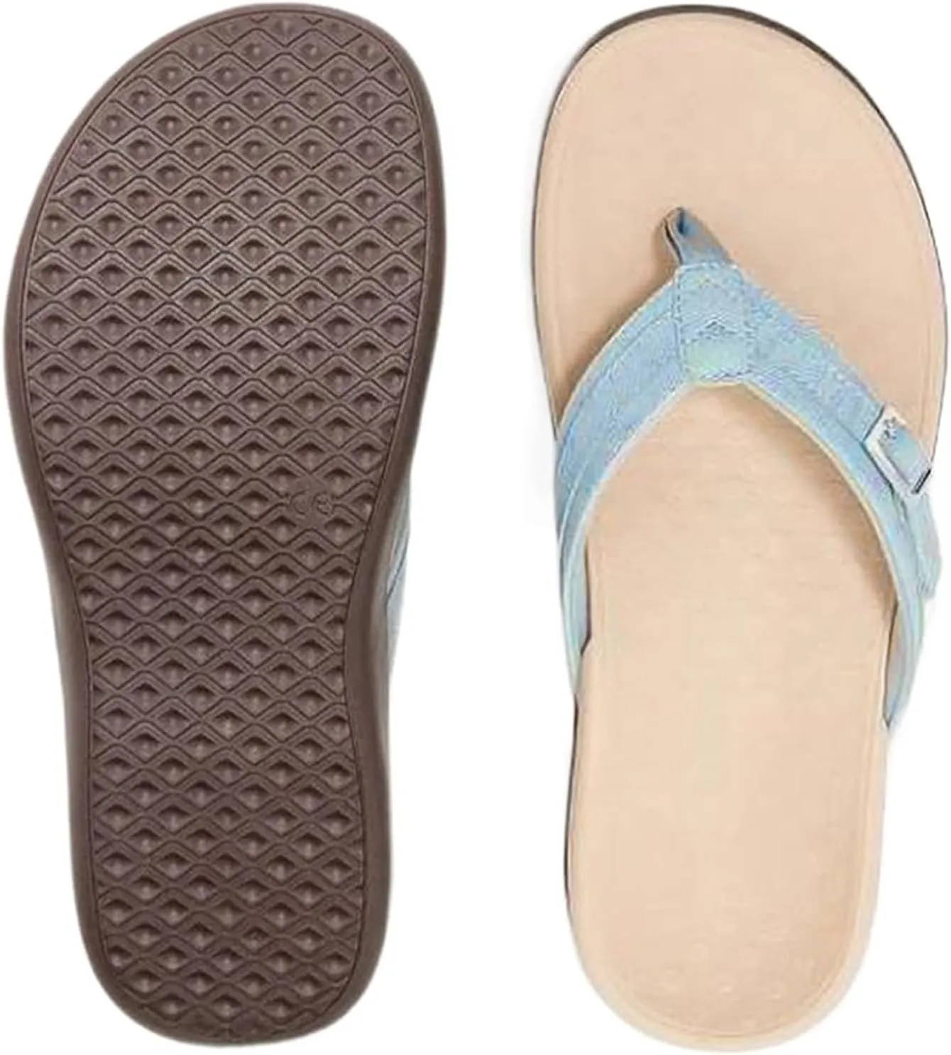 Smoneyful Womens 2025 Casual Summer Sandals Dress Comfortable Open Toe Slip On Flip Flops Arch Support Leather Thong Beach Pool Water Walking Waterproof Rubber Sandals Slippers