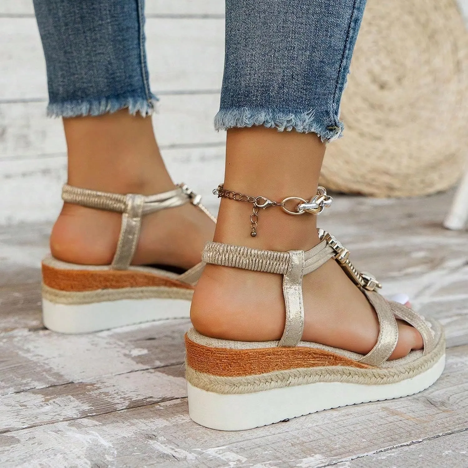 Summer Beach Sandals for Women 2025,Crystal Rhinestone Pearl Flat Sandals for Women Dressy Bling Sparkly Thong Sandals Comfortable T Strap Slip-On Shoes Casual Walking Sandals Strappy Sandals 