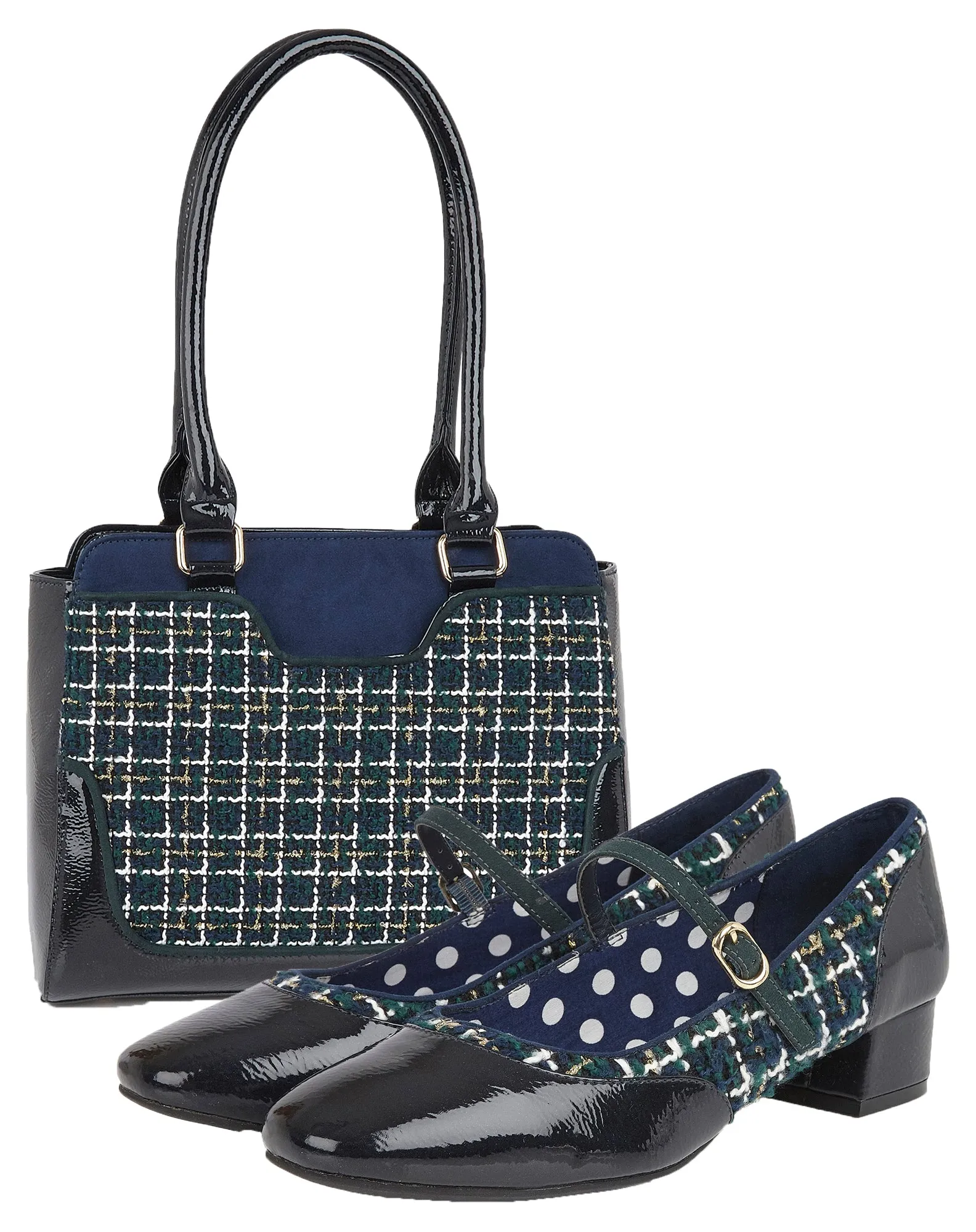 Tunis Navy Blue Tweed Large Shopper Bag (Matches Jolene) by Ruby Shoo