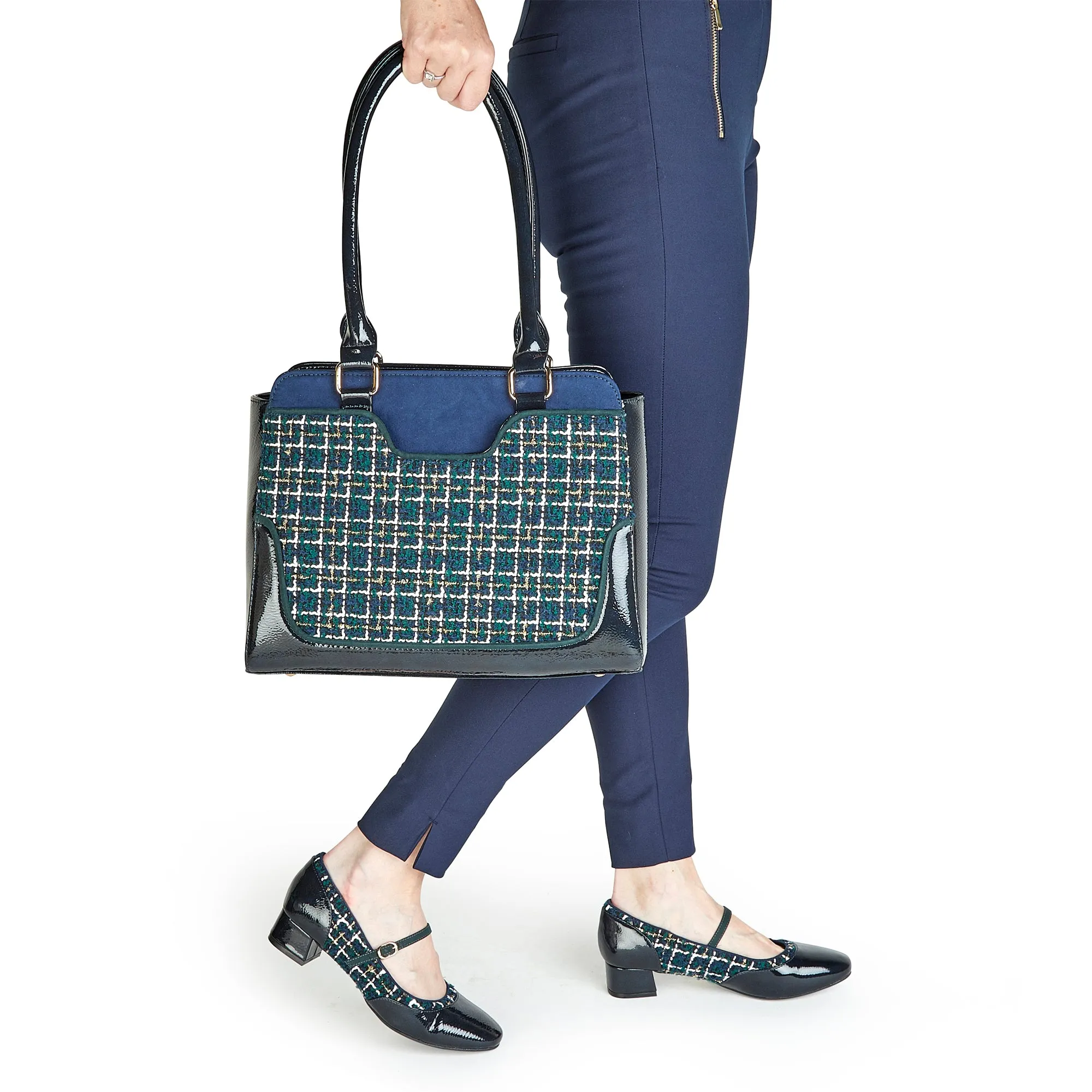 Tunis Navy Blue Tweed Large Shopper Bag (Matches Jolene) by Ruby Shoo