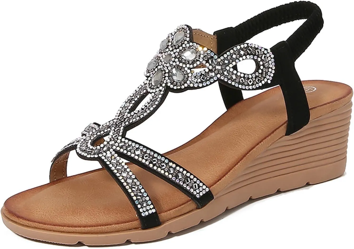 Wedge 2025 Heeled Sandals Cute Spring Open Toe Trendy Casual Comfort Summer Heel Dressy Cutout Party Beach Crystal Pearl Flat Bling Sparkly Thong Black Comfortable T Strap Rhinestone Shoes