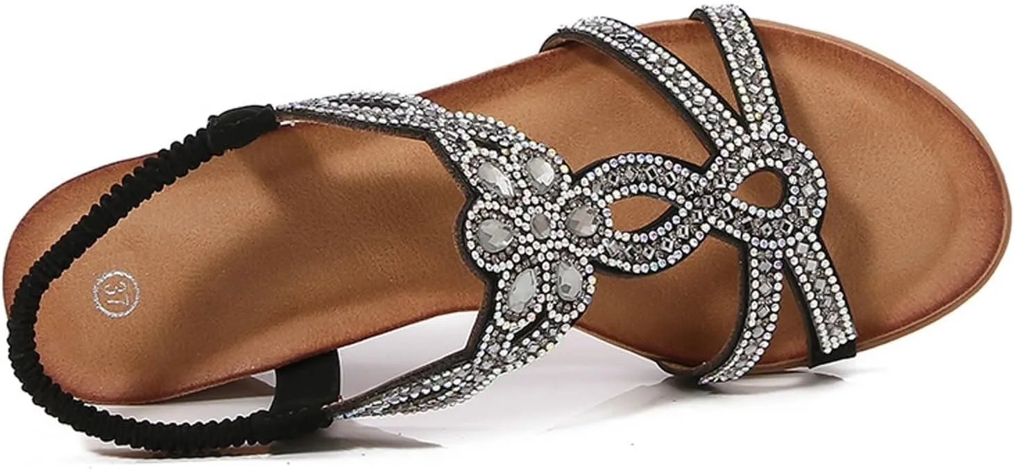 Wedge 2025 Heeled Sandals Cute Spring Open Toe Trendy Casual Comfort Summer Heel Dressy Cutout Party Beach Crystal Pearl Flat Bling Sparkly Thong Black Comfortable T Strap Rhinestone Shoes