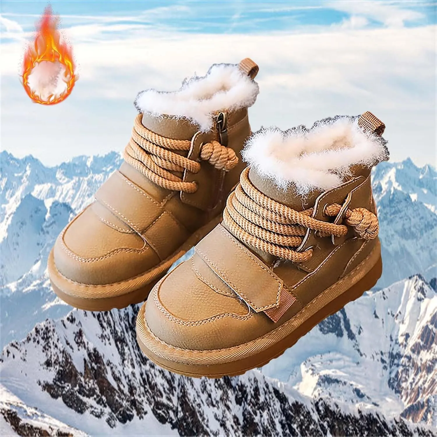 Winter Girls Boys Ankle Boots Kids Fleece Comfortable Soft Warm Lined Anti Slip Casual Sports Shoes for Toddler