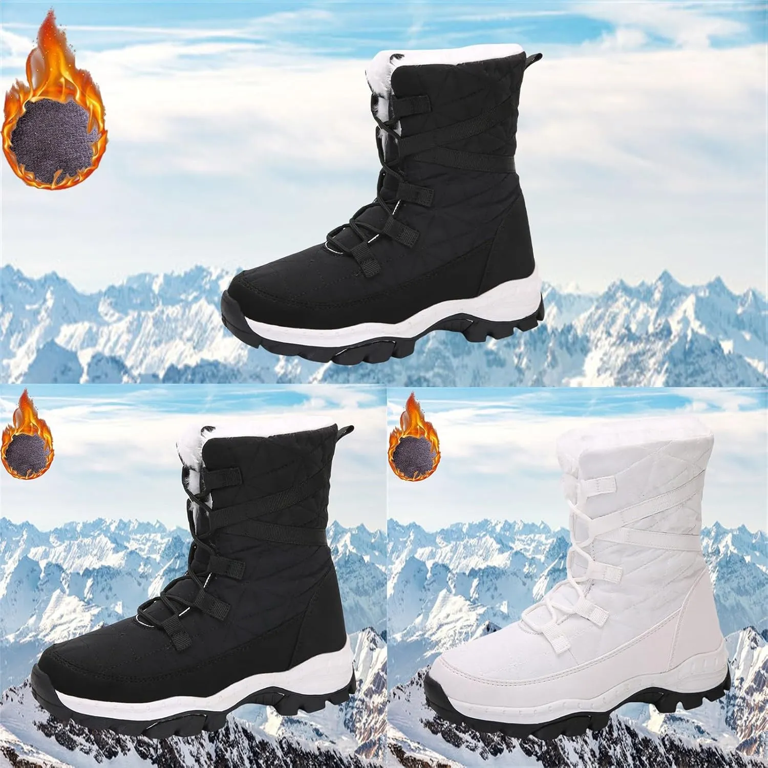Womens Boots 2024 Winter Warm Snow Boots Ladies Casual Fashion Booties Ankle Boots Womens Mid Calf Boots