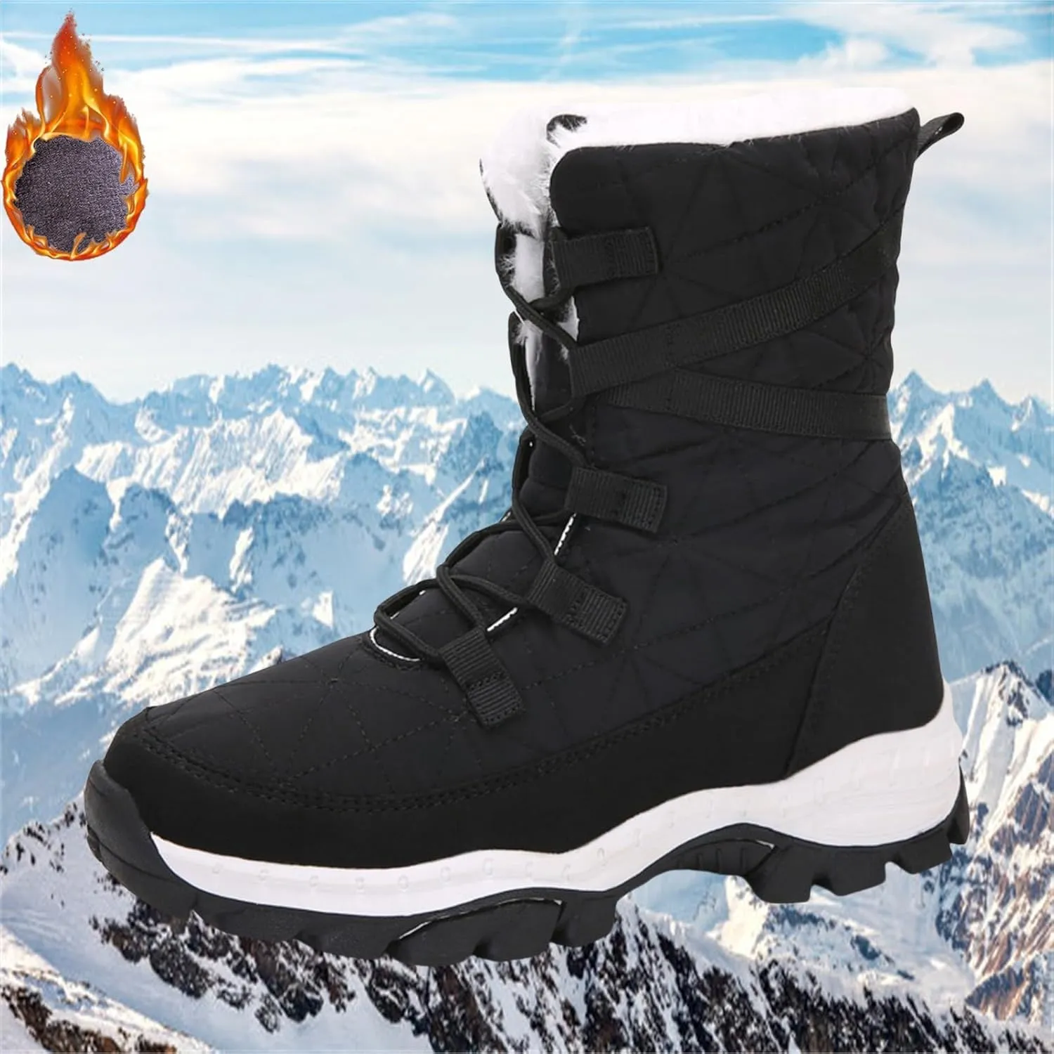 Womens Boots 2024 Winter Warm Snow Boots Ladies Casual Fashion Booties Ankle Boots Womens Mid Calf Boots
