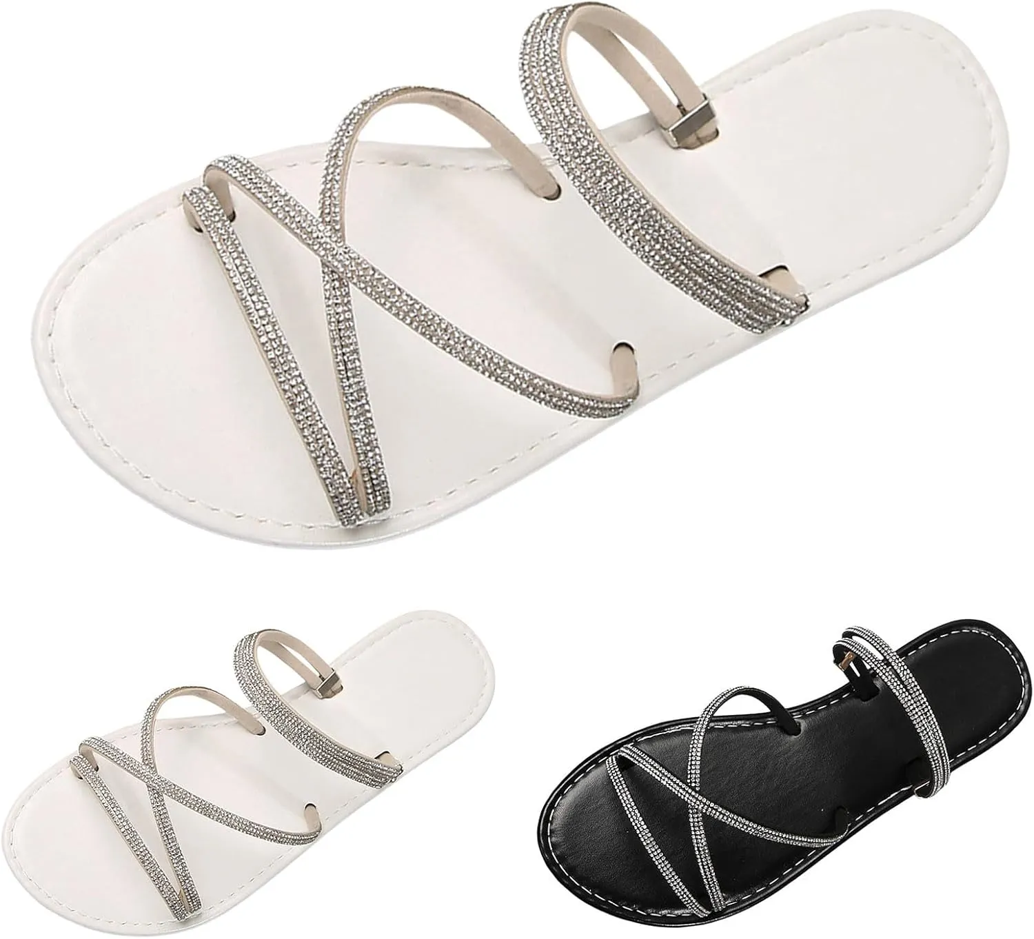 Women's Elegant Flat Bottom Sandals Summer Comfortable Summer Dress Shoes Comfortable Walking Flat Sandals