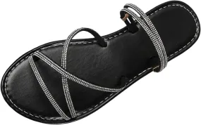 Women's Elegant Flat Bottom Sandals Summer Comfortable Summer Dress Shoes Comfortable Walking Flat Sandals