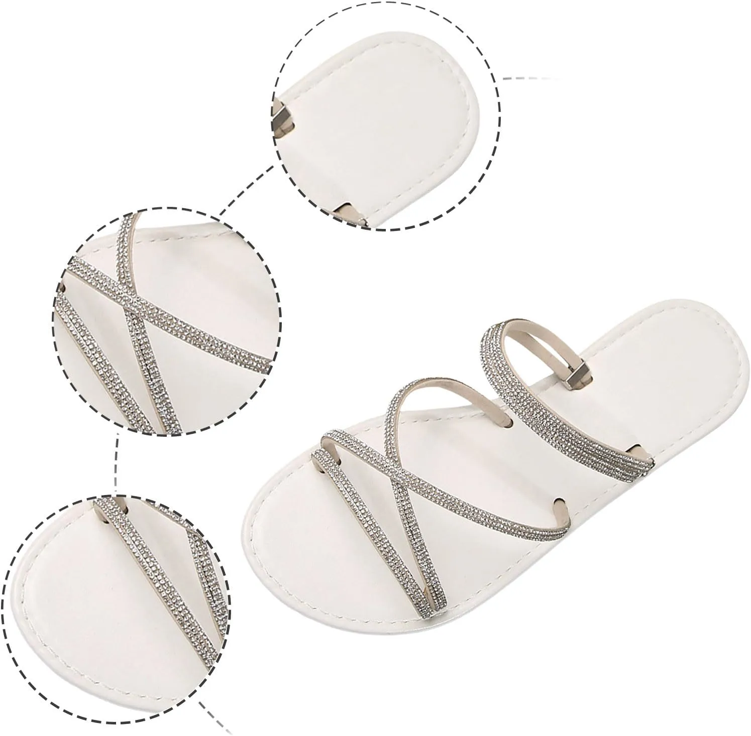 Women's Elegant Flat Bottom Sandals Summer Comfortable Summer Dress Shoes Comfortable Walking Flat Sandals