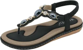 Women's Summer Fashion Flat Sandals Comfortable Ankle Strap Outdoor Walking Shoes Fashion Bow Flats for Women